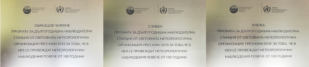 Мeтални плочи за трите стогодишни измервателни станции